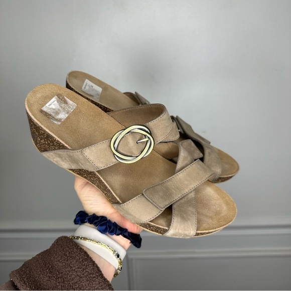 Dansko Shoes - Dansko Susie Taupe Milled Nubuck Wedge Sandal Womens EU 42 US 11.5-12